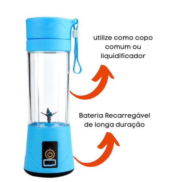 Imagem de Mini Liquidificador Portátil Recarregável Pratico 6 Lâminas