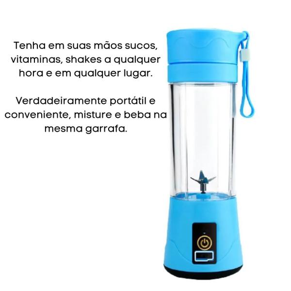 Imagem de Mini Liquidificador Portátil Shake Juice Cup E Cabo Usb Azul