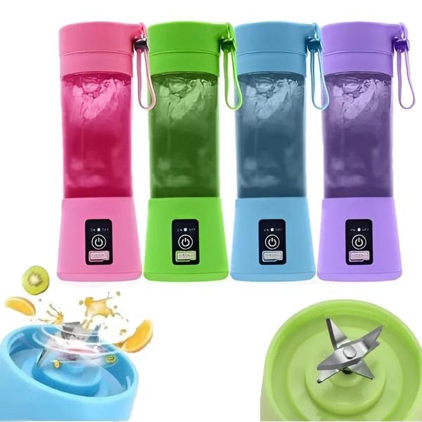 Mini Liquidificador Portátil Trabalho Recarregável Verde - Geral Imagem de Mini Liquidificador Portátil Trabalho Recarregável Verde