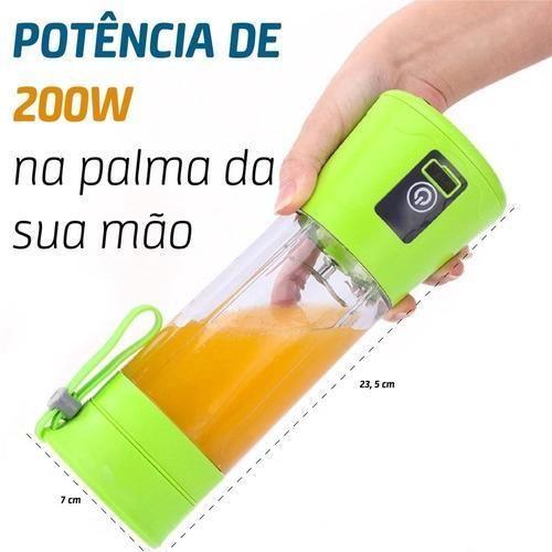 Imagem de Mini Liquidificador Portátil Usb 380Ml - Verde - 3.7V