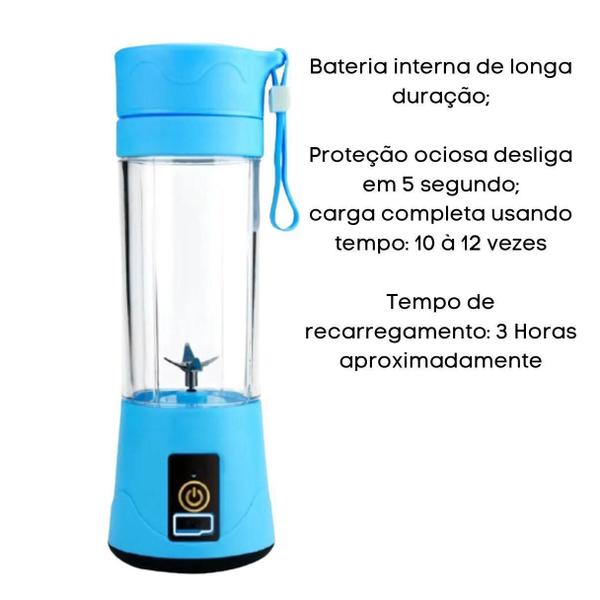 Imagem de Mini Liquidificador Portátil USB 6 Lâminas 380ml