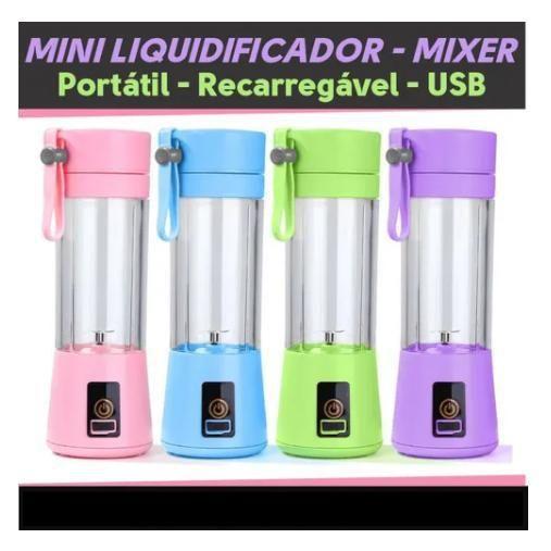 Imagem de Mini Liquidificador Rosa Mixer Juice Cup Portatil 380Ml Usb