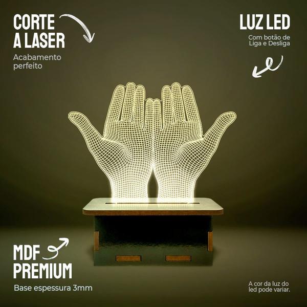 Mini Luminária Ilusão 3D - Mãos em Fé - ShopC Imagem de Mini Luminária Ilusão 3D - Mãos em Fé