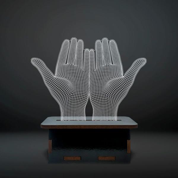 Mini Luminária Ilusão 3D - Mãos em Fé - ShopC Imagem de Mini Luminária Ilusão 3D - Mãos em Fé