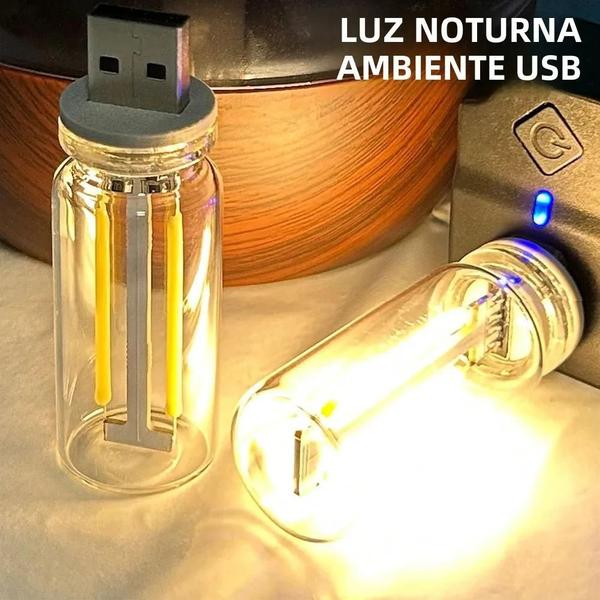 Imagem de Mini Luminária LED Noturna USB Portátil - Retro - Para Casa e Quarto