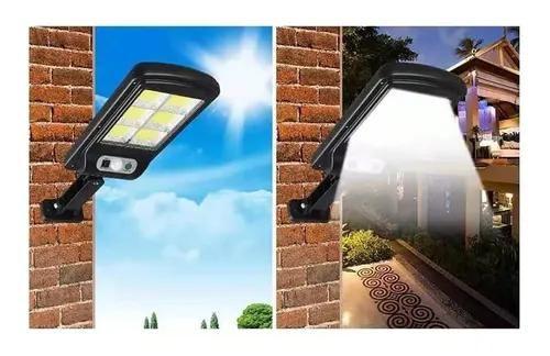 Imagem de Mini Luminária Led Solar Poste Rua Parede Sensor 128cob Cont