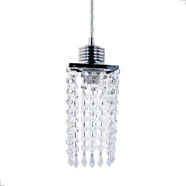 Imagem de Mini Lustre Pendente Cristais Quadrado Diamante Prata E27