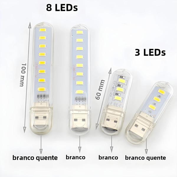 Imagem de Mini Luz LED Portátil Para Livro 3/8/10/20/24 Branco Quente USB DC Luz Noturna Para Leitura E