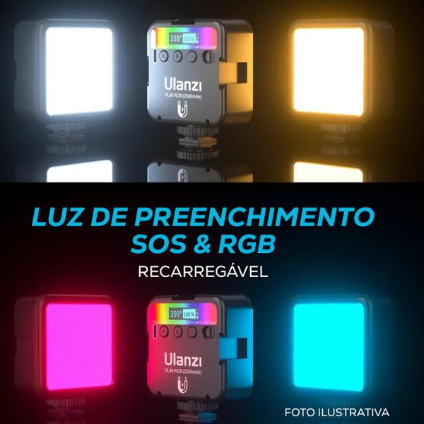 Imagem de Mini Luz Led RGB Fotos Videos 5600K Recarregável Tomate MLG-106