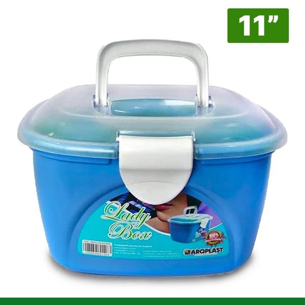 Mini Maleta Lady Box Cinza Com Tampa E Trava 7" - ARQPLAST Imagem de Mini Maleta Lady Box Cinza Com Tampa E Trava 7"