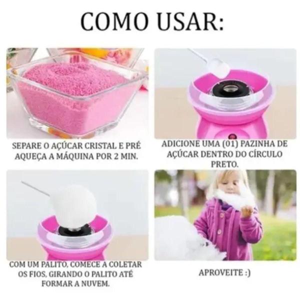 Imagem de Mini Máquina De Algodão Doce Rosa Portátil Infantil