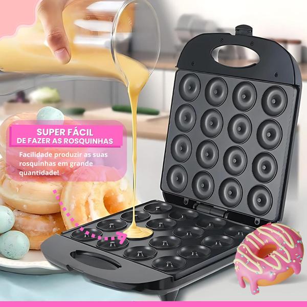 Imagem de Mini Maquina De Donuts Café Da Manhã Capacidade Para 16 Mini Rosquinha Elétrica 110V Portátil