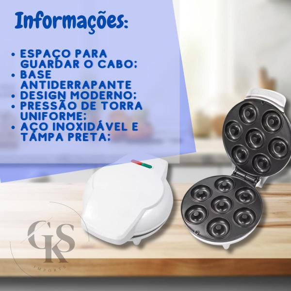 Imagem de Mini Maquina De Donuts Café Da Manhã Capacidade Para 7 Mini Rosquinhas Elétrica 110V Cor BRANCO - GKS