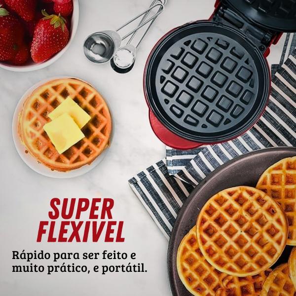 Imagem de Mini Máquina de Fazer Waffle & Panqueca Grill Elétrico antiaderente 110v 220v