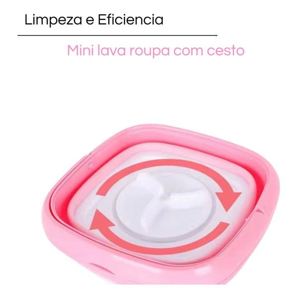 Imagem de Mini Maquina De Lavar Roupa Portátil Dobrável Com Cesto