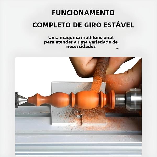 Imagem de Mini Máquina de Torno para Madeira - Ideal para Bricolage e Polimento de Contas