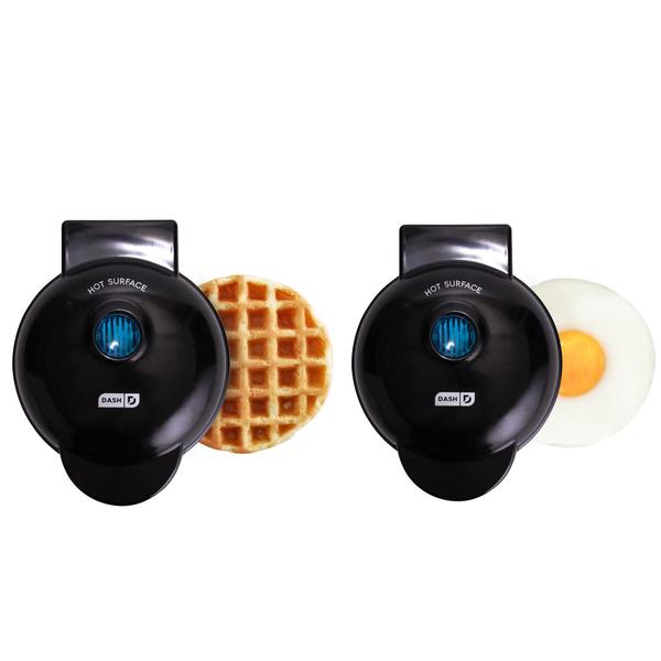 Imagem de Mini máquina de waffle e chapa, 2-em-1 - Preto