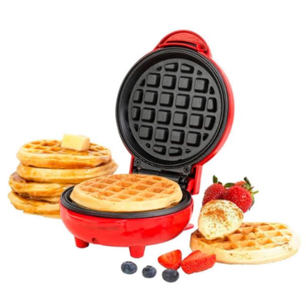 Imagem de Mini Máquina De Waffles Coração E Redondo Elétrico Café Da Manhã 110v