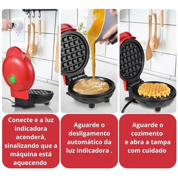 Imagem de Mini Máquina De Waffles Elétricas Portáteis Antiaderentes 110V Cozimento Doméstica Compacta