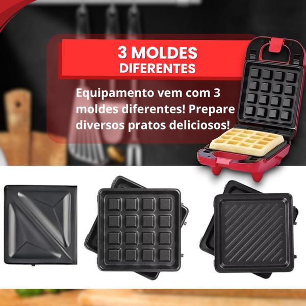 Imagem de Mini Máquina de Waffles Sanduicheira Elétrica Portátil Grill Casa Cozinha Fazer Panquecas 110V