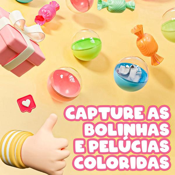 Imagem de Mini Máquina Garra Com 10 Brinquedos Pelucias Bolinhas Com Luzes E Sons - Dm Toys