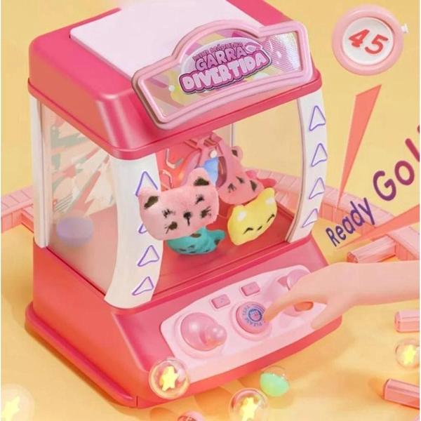 Imagem de Mini maquina pelucia garra divertida rosa - dm toys