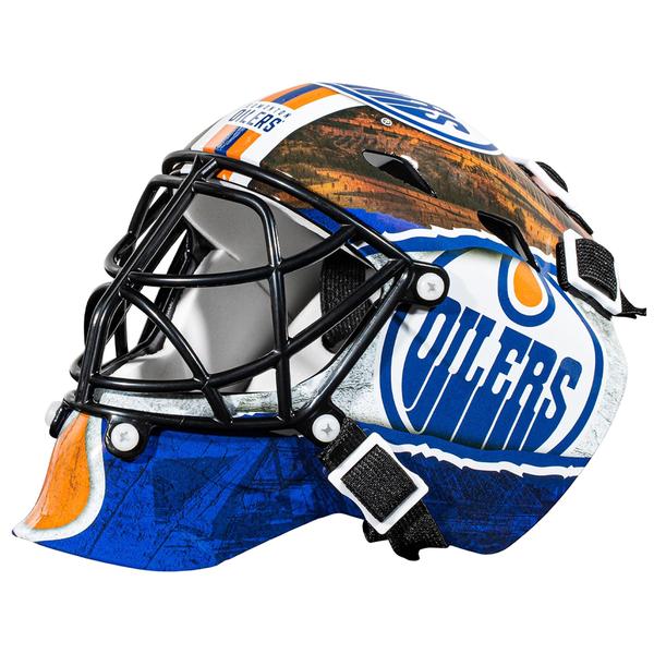 Imagem de Mini máscara de goleiro de hóquei Franklin Sports NHL Edmonton Oilers