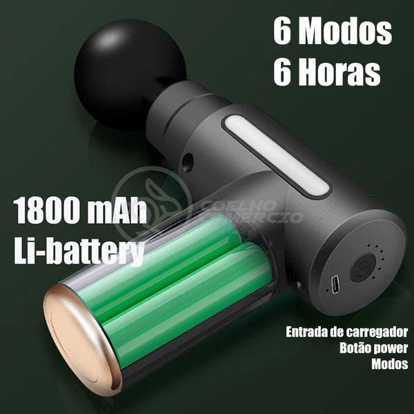 Imagem de Mini Massageador Elétrico Relaxamento Muscular Facial Físico Fitness 6 Níveis - Fascial Gun Preto