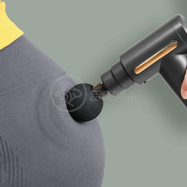 Imagem de Mini Massageador Elétrico Relaxamento Muscular Facial Físico Fitness 6 Níveis - Fascial Gun Preto