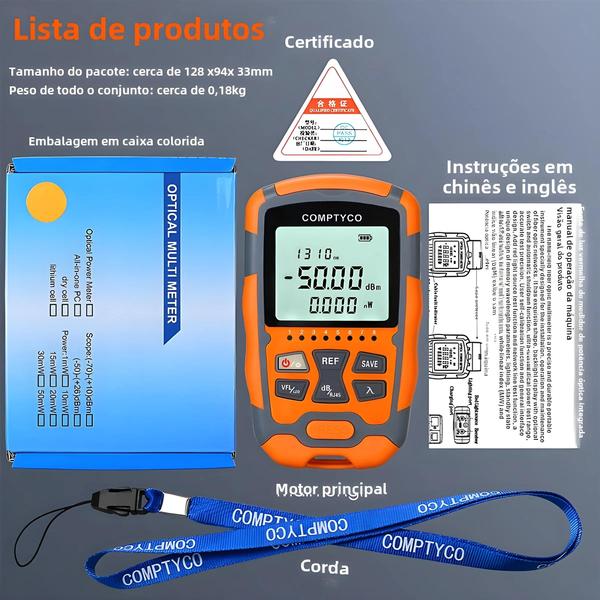 Imagem de Mini Medidor de Potência Óptica 4 em 1 - Testador de Fibra Óptica Multifuncional