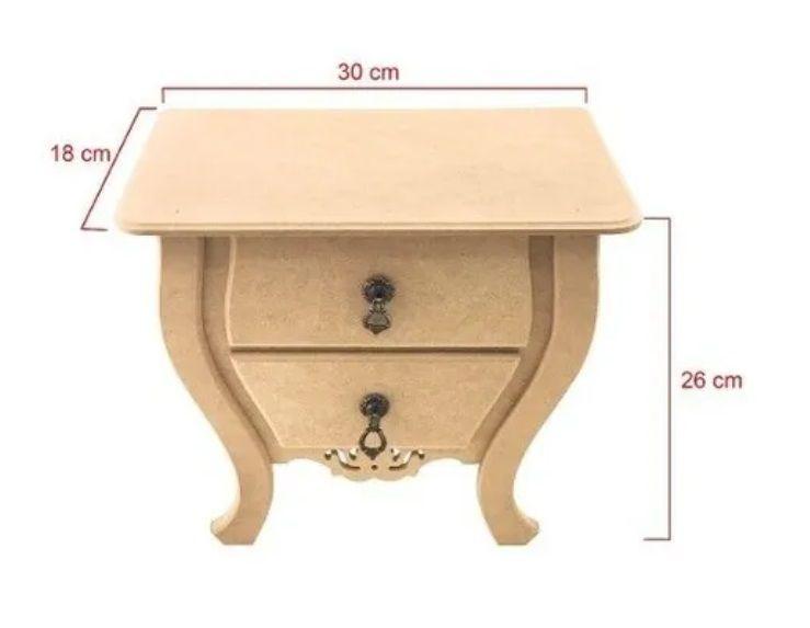 Imagem de Mini Mesa de cabeceira com 2 Gavetas e Puxador 30x18x26 Mdf Madeira