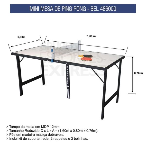 Imagem de Mini Mesa de Ping-Pong Portátil com Kit Completo 486000