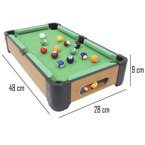 Imagem de Mini Mesa de Sinuca Bilhar Snooker Infantil Portátil 2 Tacos 16 Bolas Triângulo Giz Brinqway BW-116