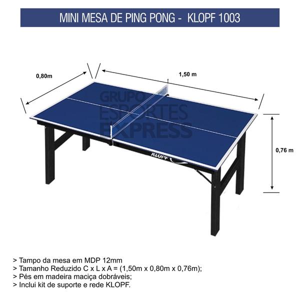 Imagem de Mini Mesa De Tênis De Mesa MDP 12mm - Klopf - Cód. 1003