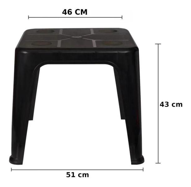 Imagem de Mini Mesa Plástica De Apoio C/Porta Copos 51X43Cm Preta Mor