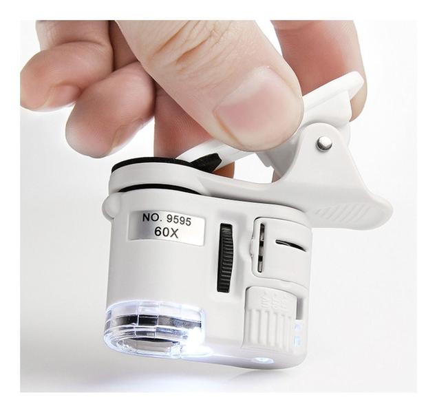Mini Microscópio Lupa Portátil Câmera Zoom Celular Led 60x - Lupa