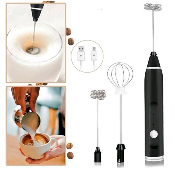 Imagem de Mini Mixer 2 em 1 Inox Prepara Leite, Café e Whey com Eficácia