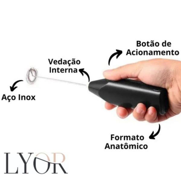 Imagem de Mini Mixer Elétrico para Bebidas de Inox/Plástico Preto Lyor