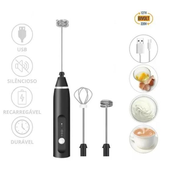 Mini Mixer Elétrico Super Potente 2 Batedores Recarregável USB Mini Mixer Elétrico Super Potente 2 Batedores Recarregável USB