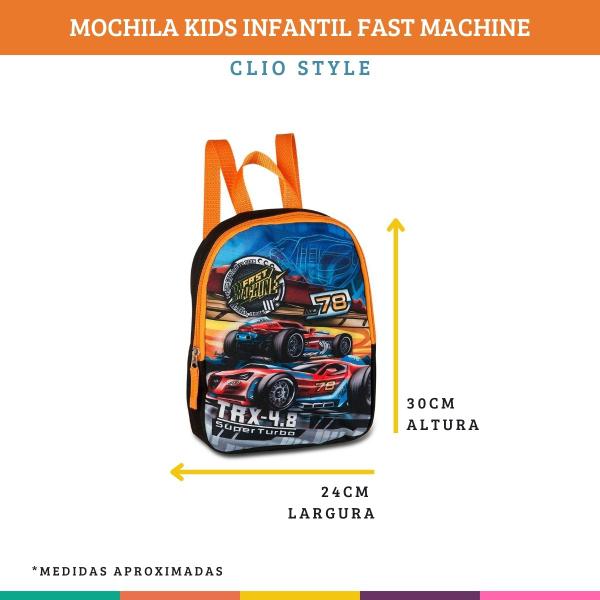 Imagem de Mini Mochila Infantil Escolar Carros Fast Machine Clio Style