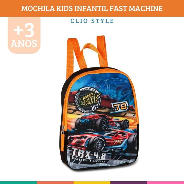 Imagem de Mini Mochila Infantil Escolar Carros Fast Machine Clio Style