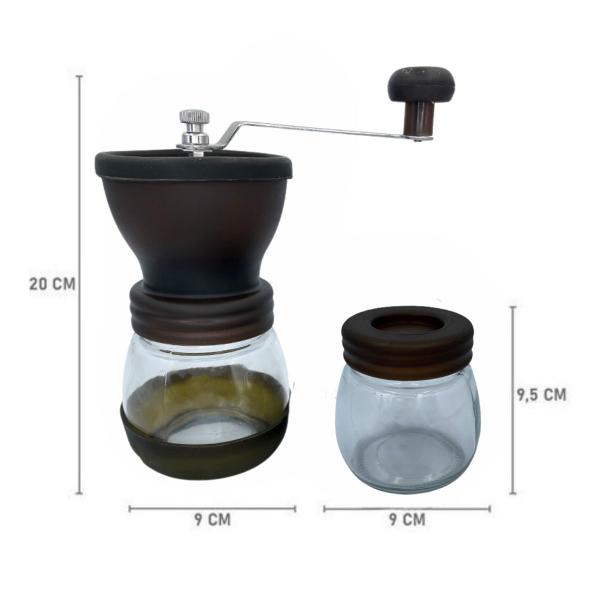 Mini Moedor Café Manual Triturador Grãos Vidro Cozinha - Gater Imagem de Mini Moedor Café Manual Triturador Grãos Vidro Cozinha