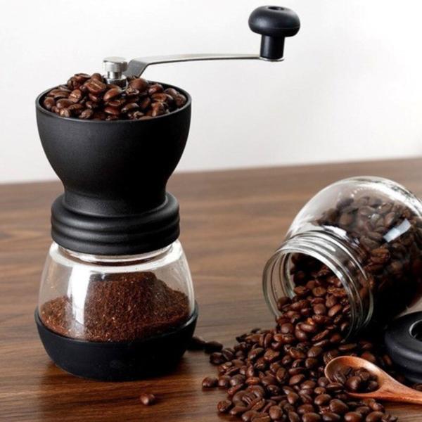 Mini Moedor Café Manual Triturador Grãos Vidro Cozinha - Gater Imagem de Mini Moedor Café Manual Triturador Grãos Vidro Cozinha