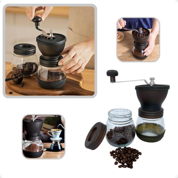 Mini Moedor Café Manual Triturador Grãos Vidro Cozinha - Gater Imagem de Mini Moedor Café Manual Triturador Grãos Vidro Cozinha