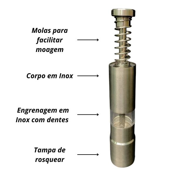 Imagem de Mini Moedor de Temperos Inox Manual Sal e Pimenta TrituradorSaleiro Pimenteiro Triturador Cozinha Salada Decoração Casa