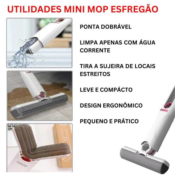 Imagem de Mini Mop Esfregão Limpeza Dobrável Portátil Ajustável Mágico