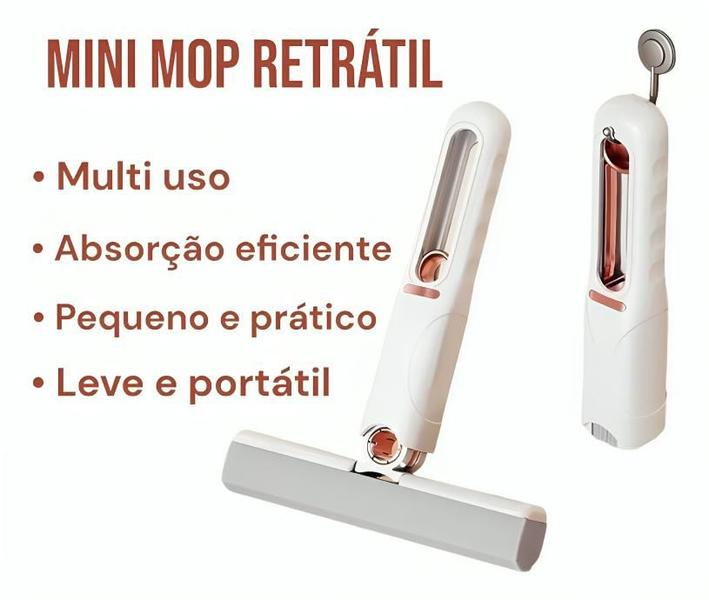 Imagem de Mini Mop Portátil Rodo Limpeza Pano Mesa Esfregão Absorve Agua e Sujeira Leve a Pratico Mini Rodo