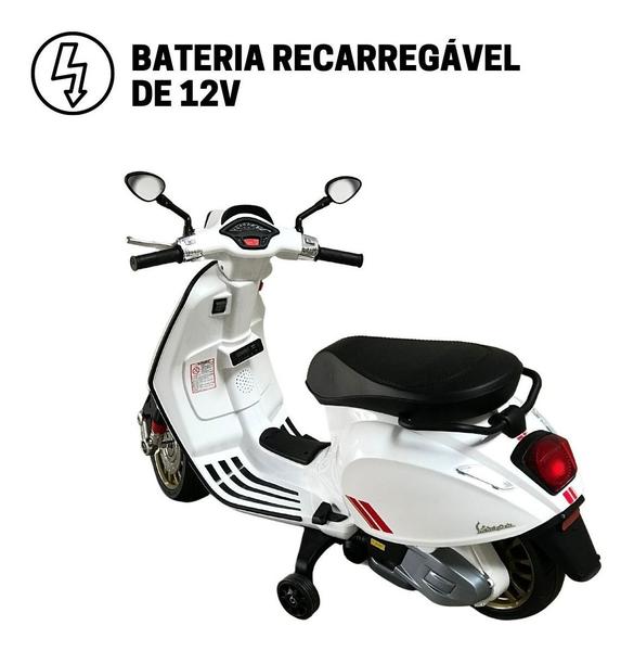 Imagem de Mini moto elétrica 12v vespa piaggio branca licenciada bw222