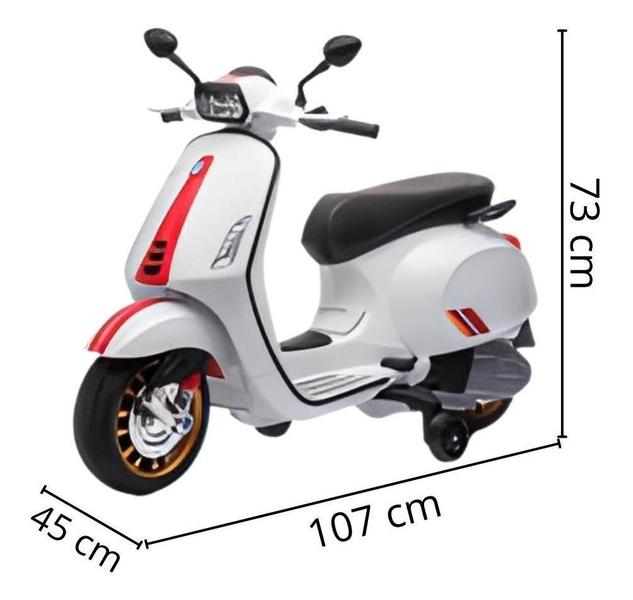 Mini Moto Elétrica 12V Vespa Piaggio Branca Licenciada Bw222 - Importway Imagem de Mini Moto Elétrica 12V Vespa Piaggio Branca Licenciada Bw222