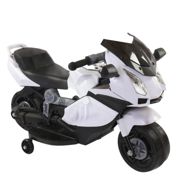 Imagem de Mini Moto Elétrica 6V Branca Importway Infantil Para Pequenos Pilotos Aventureiros Com Luzes Farol Buzina Recarregável